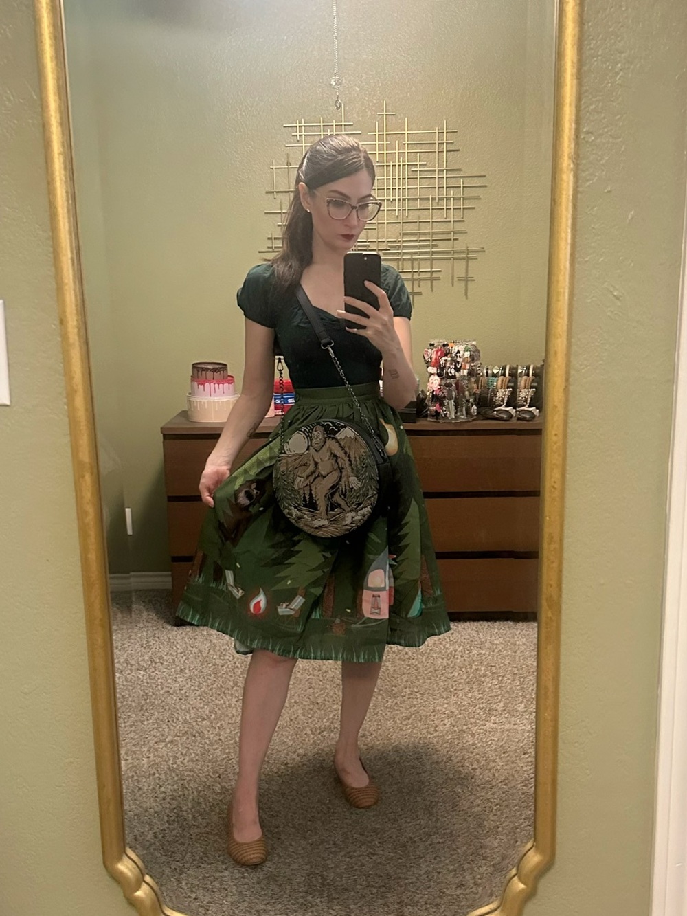 Green camper Bigfoot Printed Skirt - Women